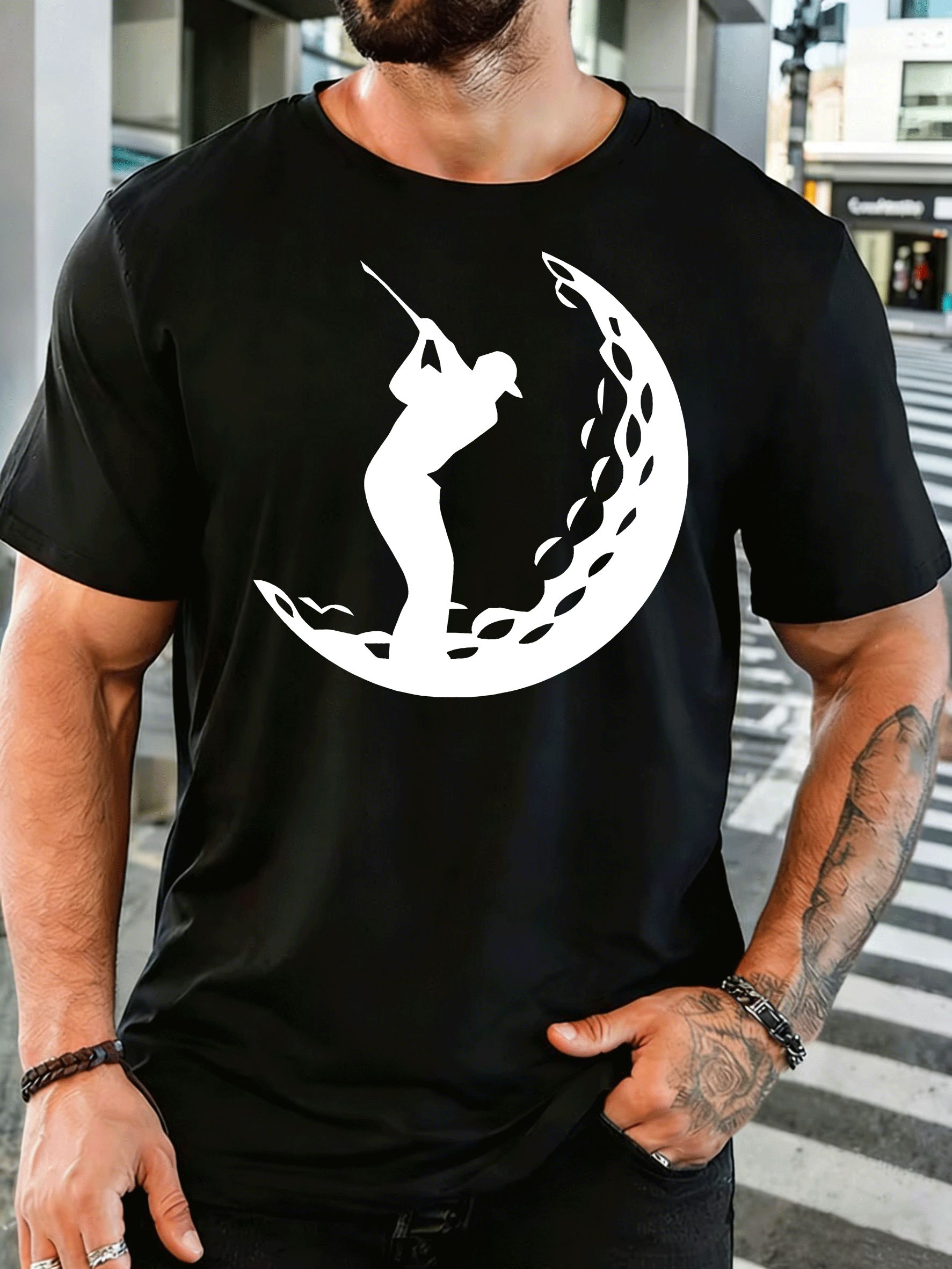 Half Moon Crescent - Fisherman Silhouette Crescent Moon Mens Front