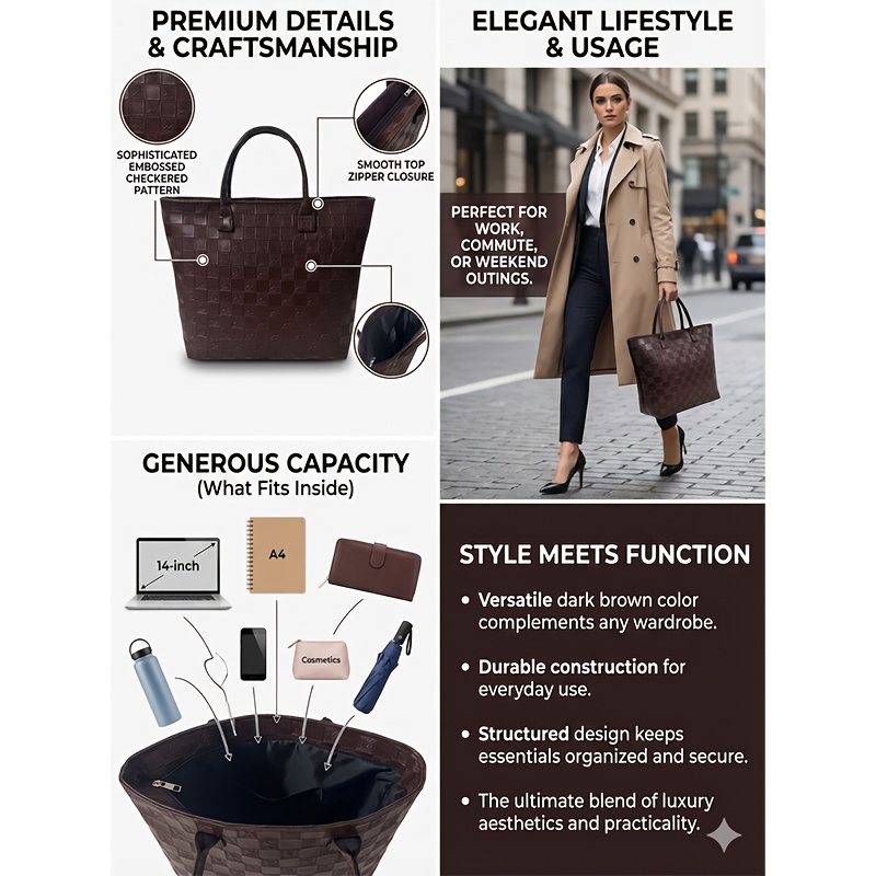Light Luxury Deep Brown Quilte - Women'S Vegan Bags 评论和价格
