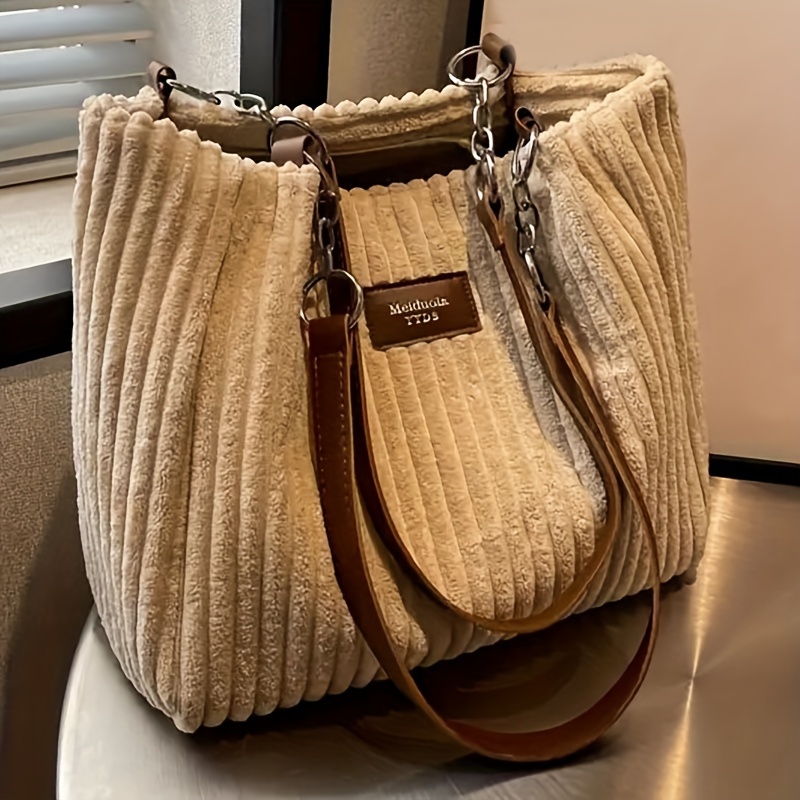 Large Capacity Corduroy Tote B - Women Bags Zip 评论和价格