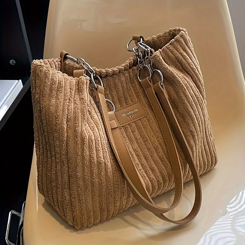 Large Capacity Corduroy Tote B - Women Bags Zip 评论和价格