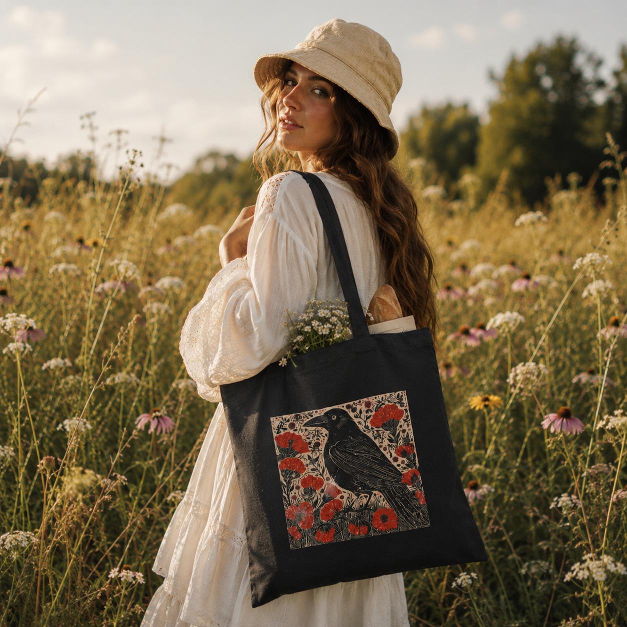 Whimsigoth Crow Canvas Tote Li - Women Bags Edgars 评论和价格