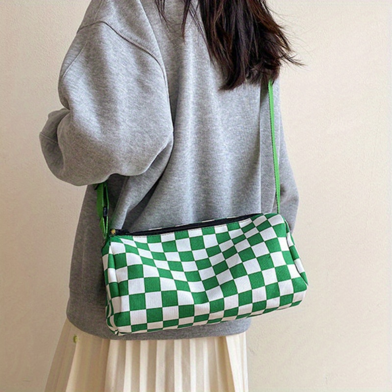 Chic Plaid Canvas Crossbody Ba - Women Bags Zip 评论和价格
