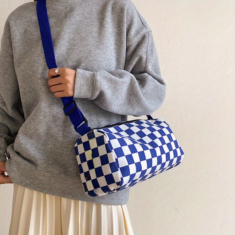 Chic Plaid Canvas Crossbody Ba - Women Bags Zip 评论和价格
