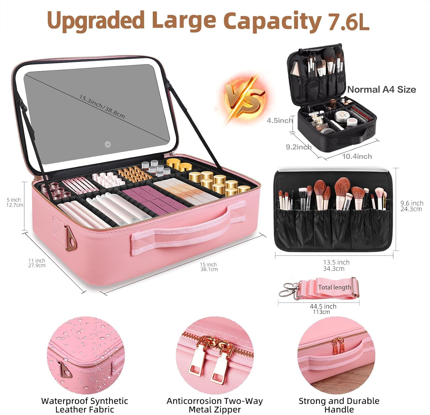 Large Capacity Makeup Bag 15'' - Women Bags Medium Size 评论和价格